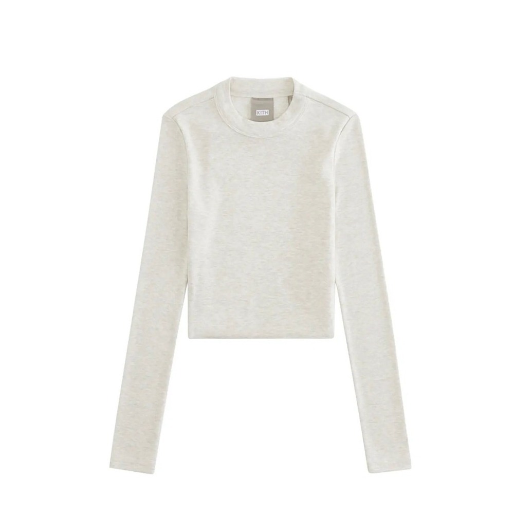 Kith Women Mulberry Long-Sleeve Sandy Heather Ribbed Crop Top KHW030051 Small